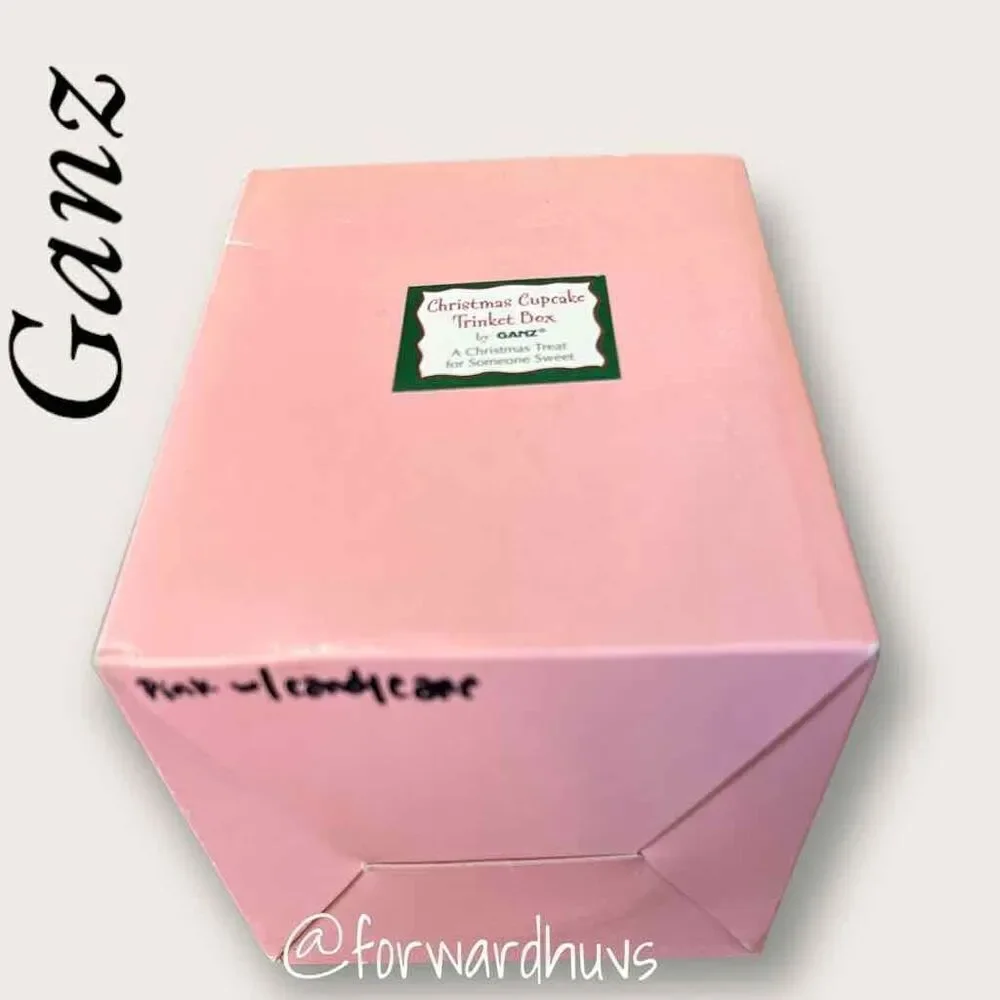 Ganz Christmas Pink with Candy Cane Cupcake Trinket Box